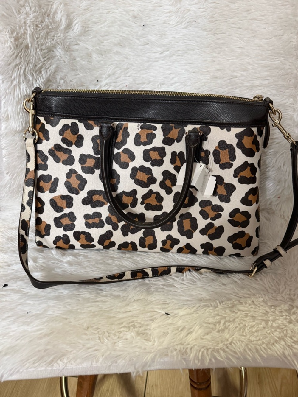Coach Morgan Satchel Leopard Print Chalk Multi Crossbody Bag F35890 NWT - Picture 3 of 8
